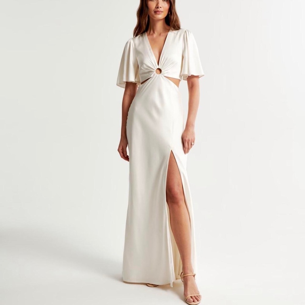 Abercrombie and Fitch White Maxi Dress with Cut Out